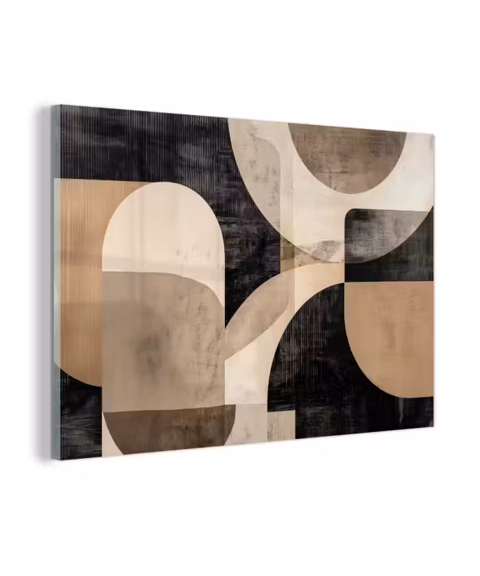 Glasbild - Abstrakt - Formen - Modern - Beige