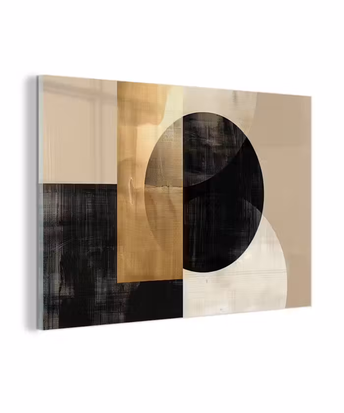 Glasbild - Abstrakt - Gold - Schwarz - Kunst