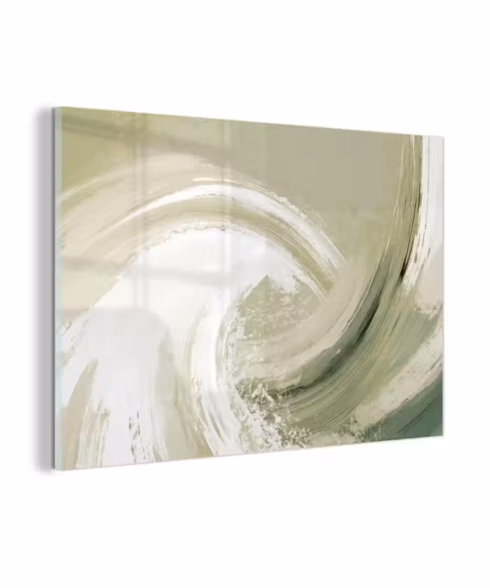 Glasbild - Abstrakt - Pinselstriche - Wellen - Grün