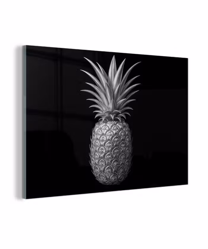 Glasbild - Ananas - Detailliert - Blätter