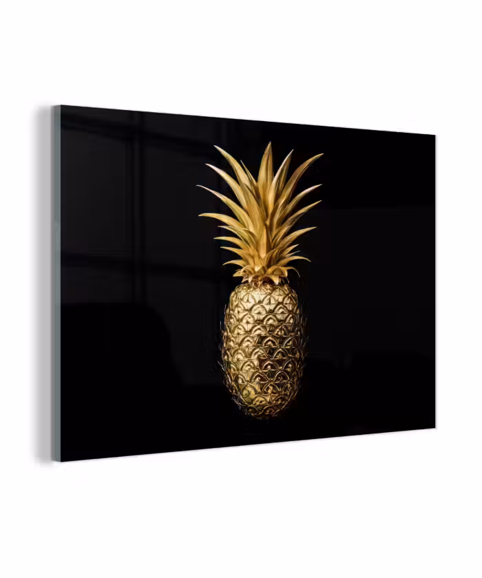 Glasbild - Ananas - Schwarz - Gold - Luxus