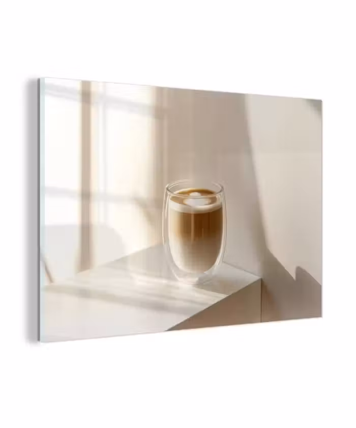 Glasbild - Becher - Latte - Minimalistisch - Schatten