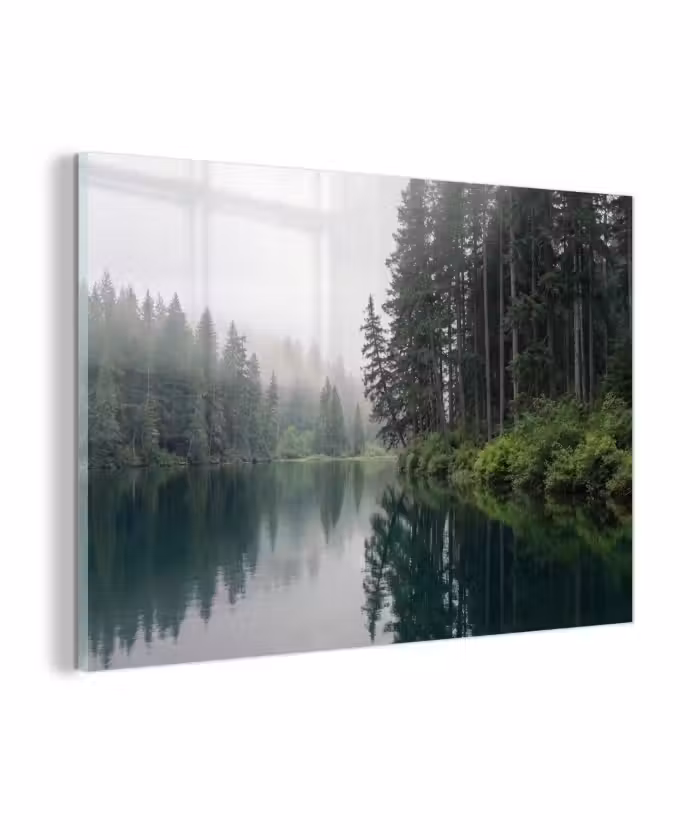 Glasbild - Berge - See - Wald