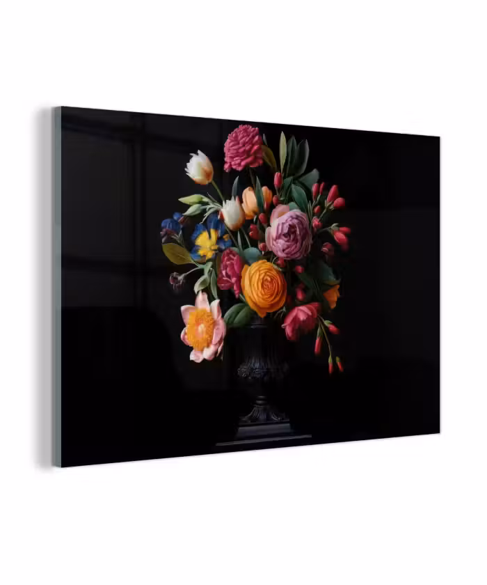 Glasbild - Blumenstrauß - Romantisch - Farbenfroh