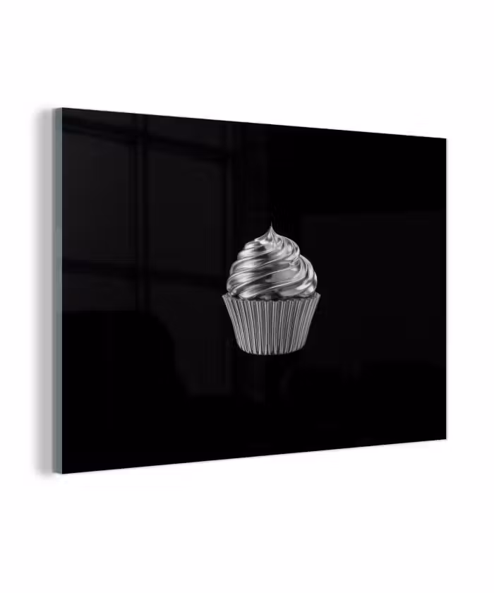 Glasbild - Cupcake - Luxuriös - Silber