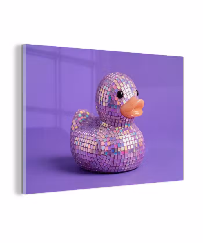 Glasbild - Disco - Ente - Lila
