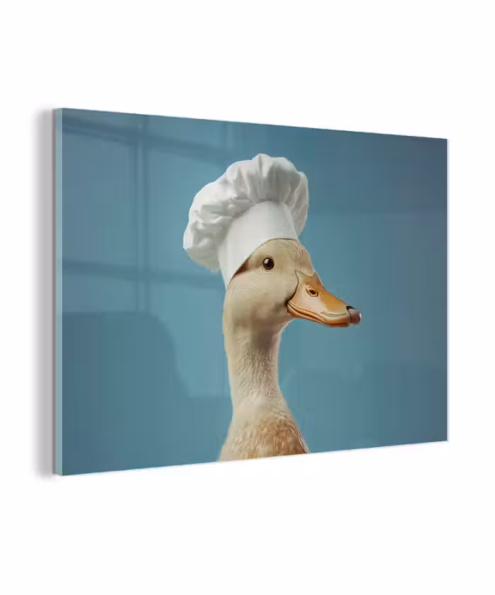 Glasbild - Ente - Kochmütze - Niedlich - Vogel