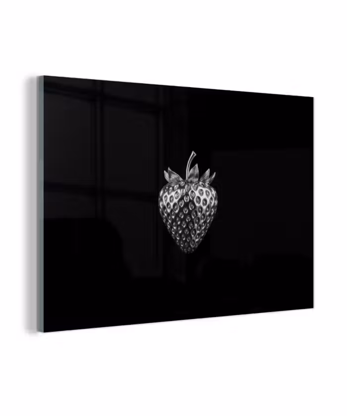 Glasbild - Erdbeere - Saatgutstruktur - Realistisch