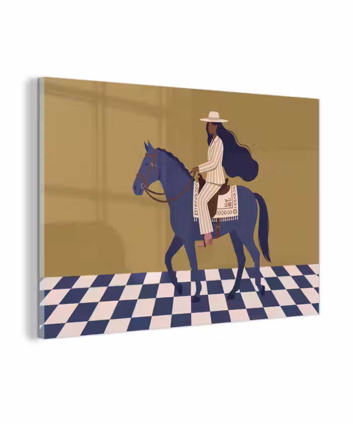Glasbild - Frau – Pferd – Reiten – Modern – Abstrakt