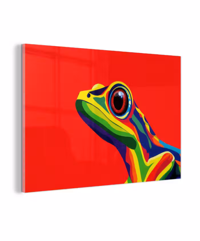 Glasbild - Frosch - Bunt - Gestreift - Augen