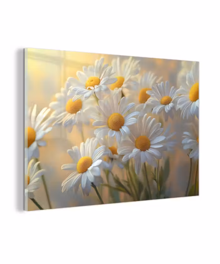 Glasbild - Gänseblümchen - Weiß - Sonnenlicht