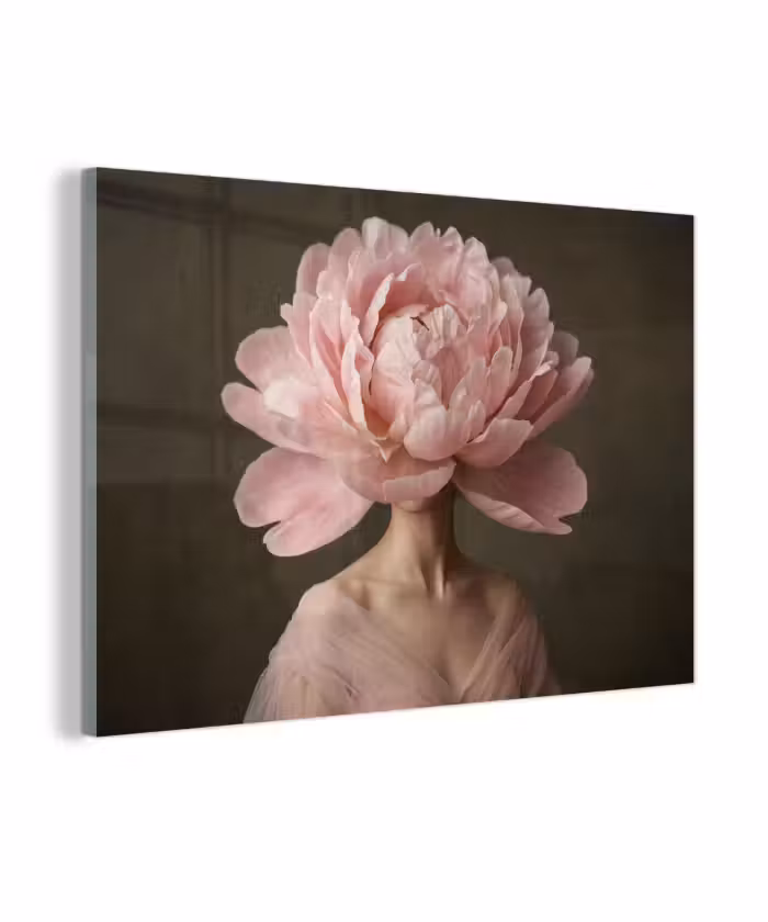 Glasbild - Gesicht - Rose - Rosa