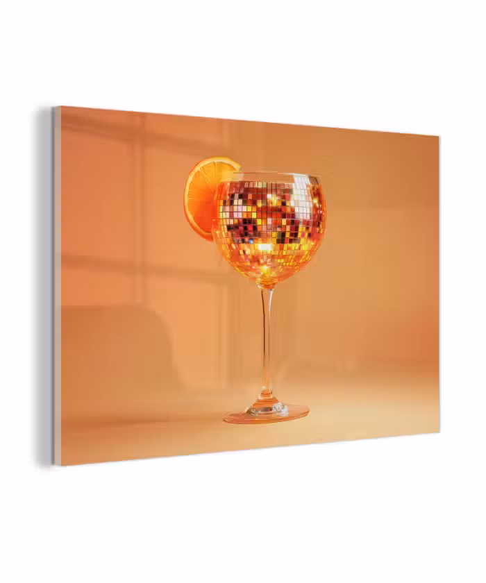 Glasbild - Getränk - Orange - Glitzer - Disco