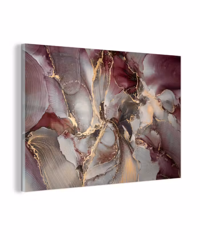 Glasbild - Gold - Marmor - Lila