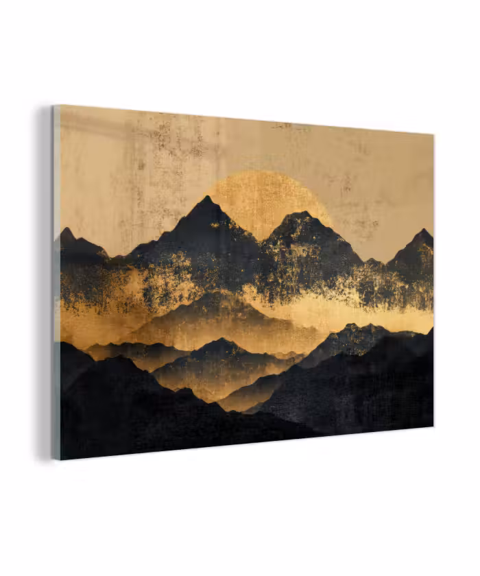 Glasbild - Goldene Berge bei Mondschein