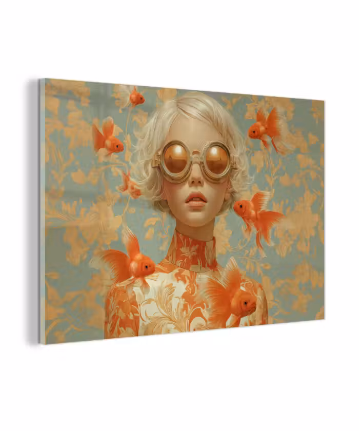 Glasbild - Goldfisch - Orange - Weiblich - Blond