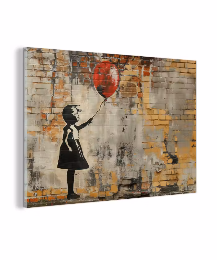 Glasbild - Graffiti - Banksy - Mädchen - Straßenkunst