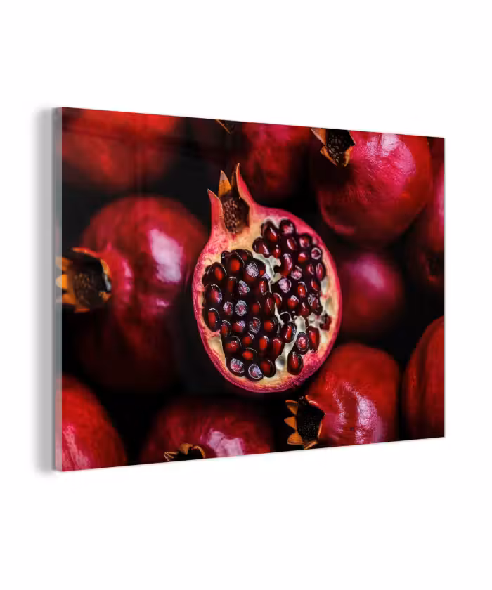 Glasbild - Granatapfel - Rot - Obst