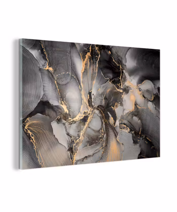 Glasbild - Grau - Luxus - Gold - Marmor