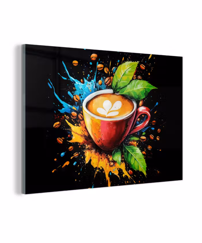 Glasbild - Kaffee - Graffiti - Trinken - Abstrakt