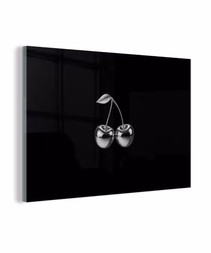 Glasbild - Kirsche - Luxuriös - Metallisch