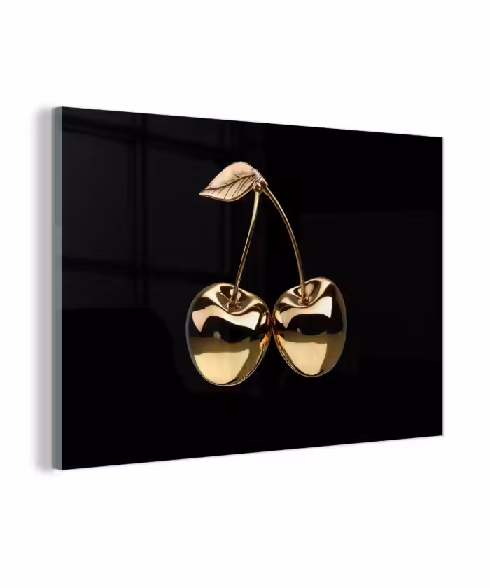 Glasbild - Kirsche - Schwarz - Gold - Chrom