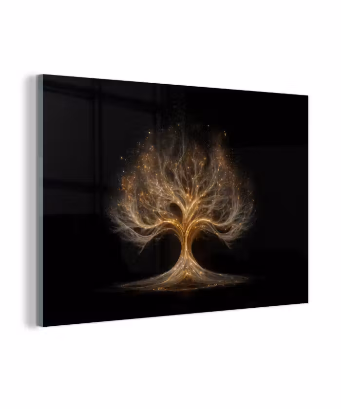 Glasbild - Lichter - Baum - Abstrakt - Schwarz