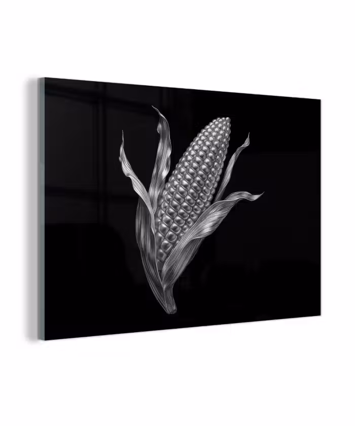 Glasbild - Maiskolben - Glänzendes Metall - Elegant
