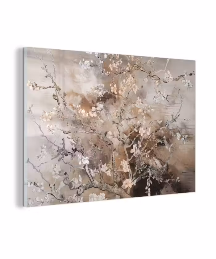 Glasbild - Mandelblüte - Kunst - Van Gogh - Beige - Abstrakt