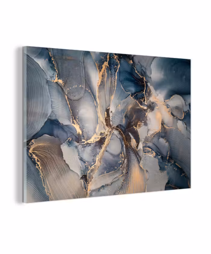 Glasbild - Marmor - Grau - Blau - Luxus - Gold