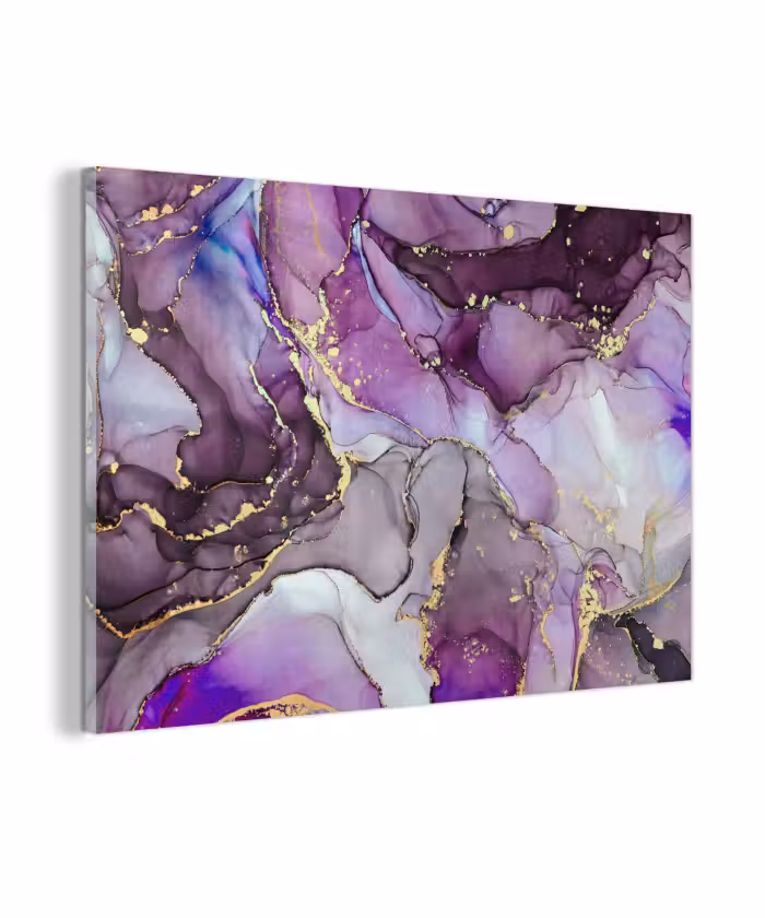 Glasbild - Marmor - Rosa - Lila - Gold