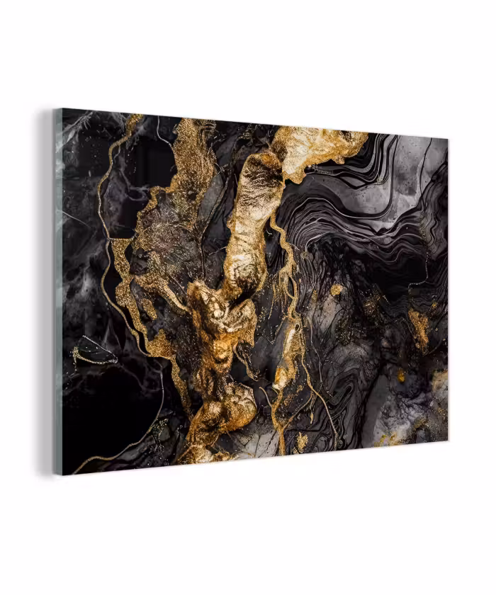 Glasbild - Marmor - Schwarz - Gold - Abstrakt