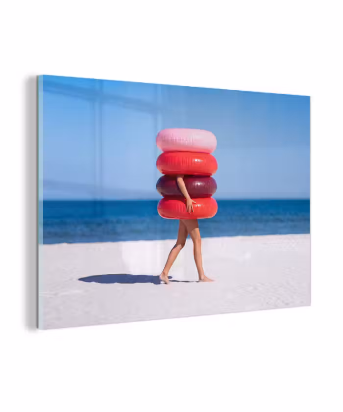 Glasbild - Menschen – Strand – Sommer – Freizeit – Farbenfroh