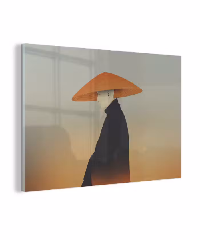 Glasbild - Minimalistisch - Scherenschnitt - Orange