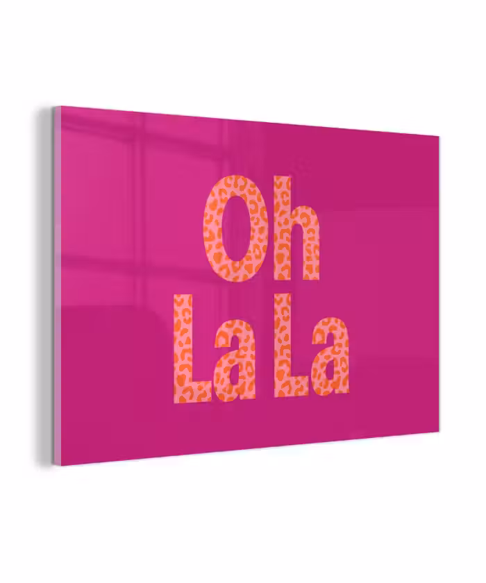 Glasbild - Oh la la - Leopardenmuster - Rosa