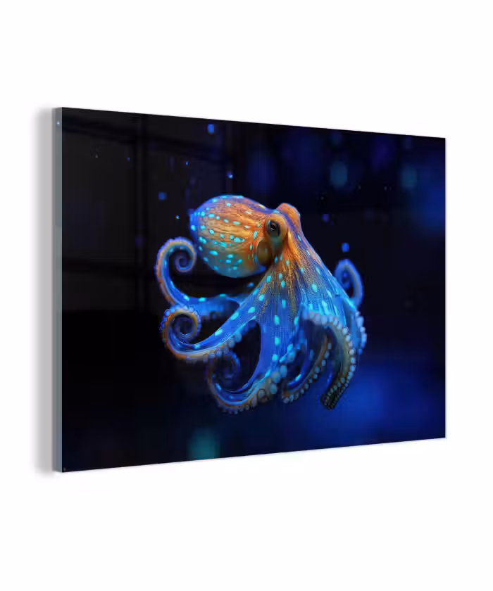 Glasbild - Oktopus - Punkte - Blau - Meer