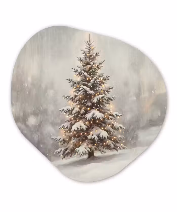 Glasbild Organische Form - Baum – Weihnachten – Lichter