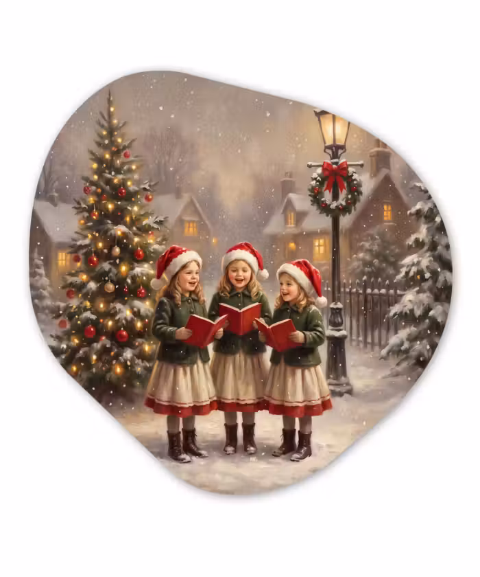 Glasbild Organische Form - Kinder – Weihnachten – Schnee