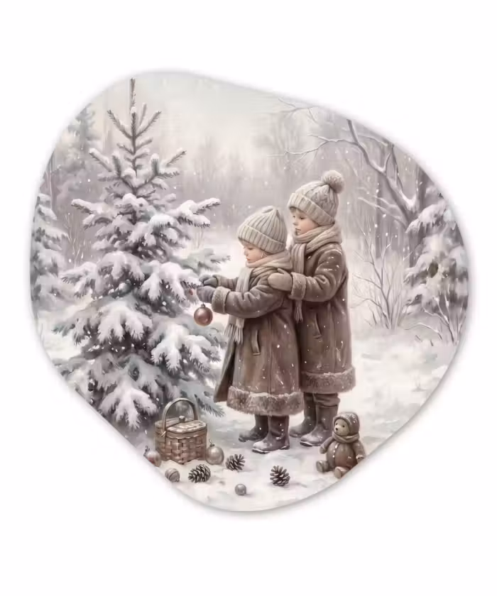 Glasbild Organische Form - Kinder – Weihnachten – Winter