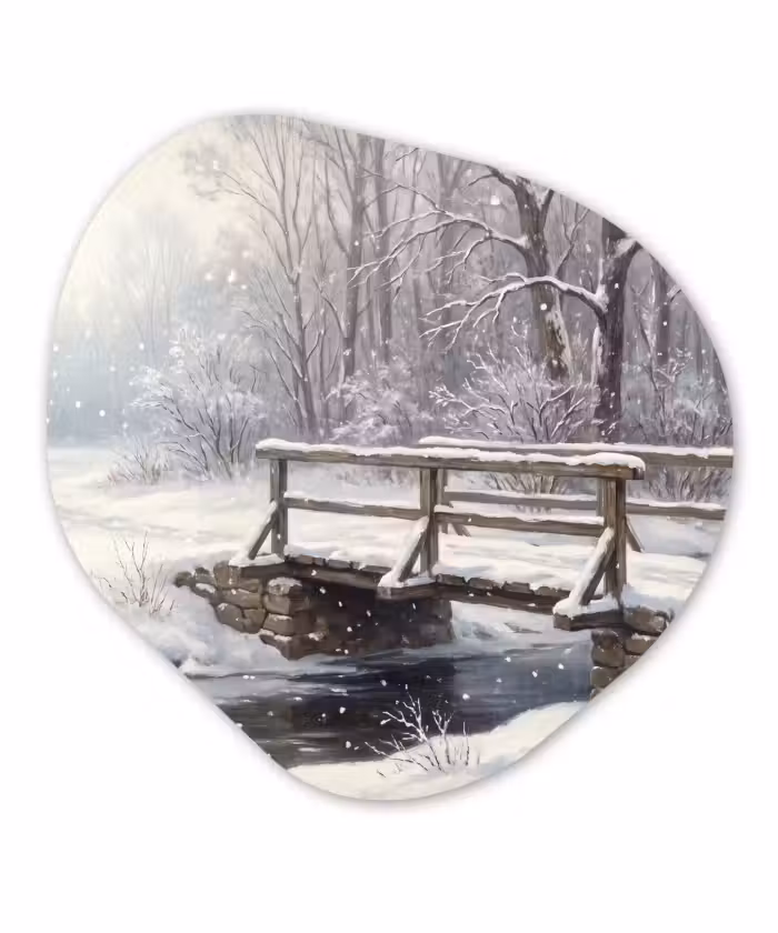 Glasbild Organische Form - Landschaft – Schnee – Winter