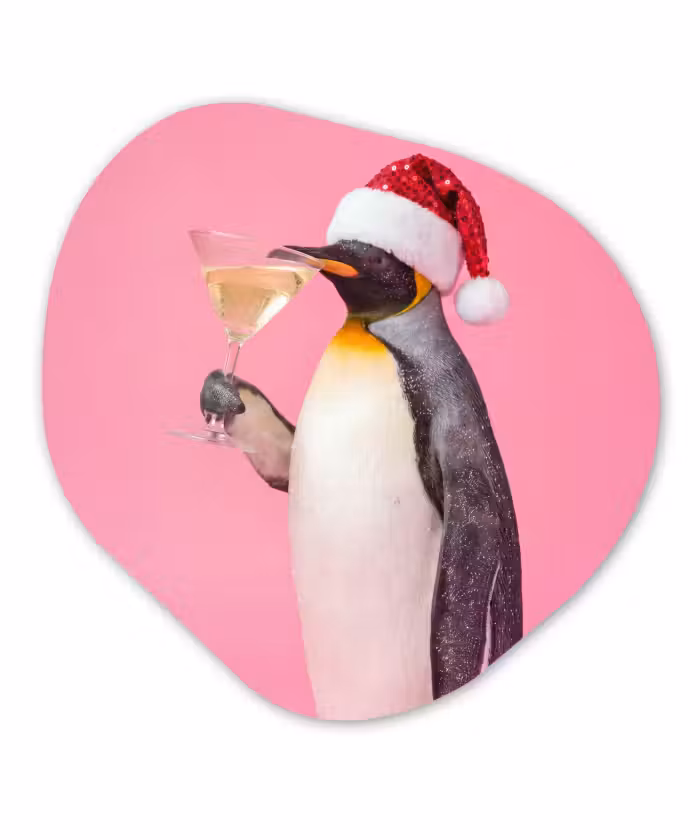 Glasbild Organische Form - Pinguin – Weihnachten – Fest