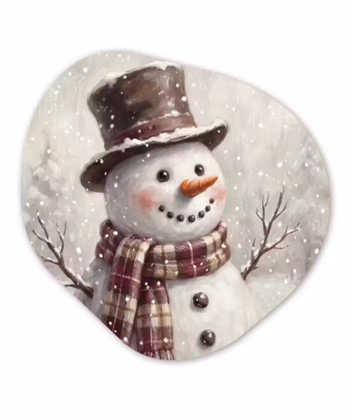 Glasbild Organische Form - Schneemann – Winter – Weihnachten