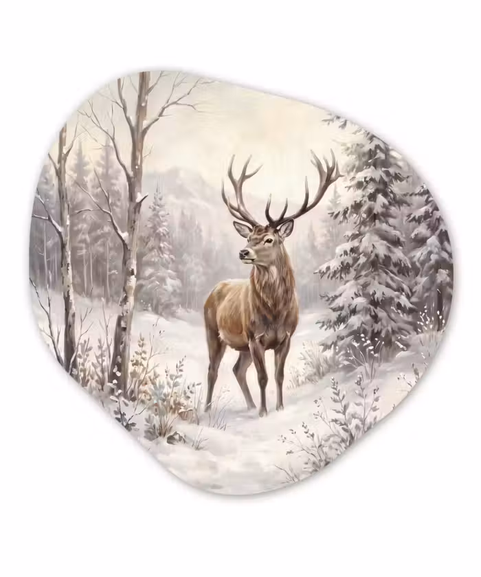 Glasbild Organische Form - Tier – Wald – Schnee