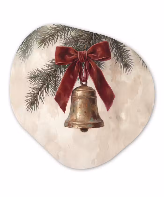 Glasbild Organische Form - Uhr – Weihnachten – Schleife