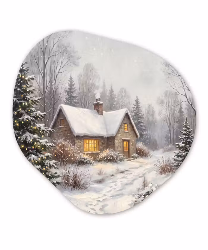 Glasbild Organische Form - Wald – Winter – Landschaft