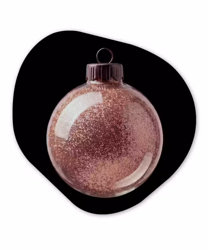 Glasbild Organische Form - Weihnachtskugel – Roségold – Weihnachten