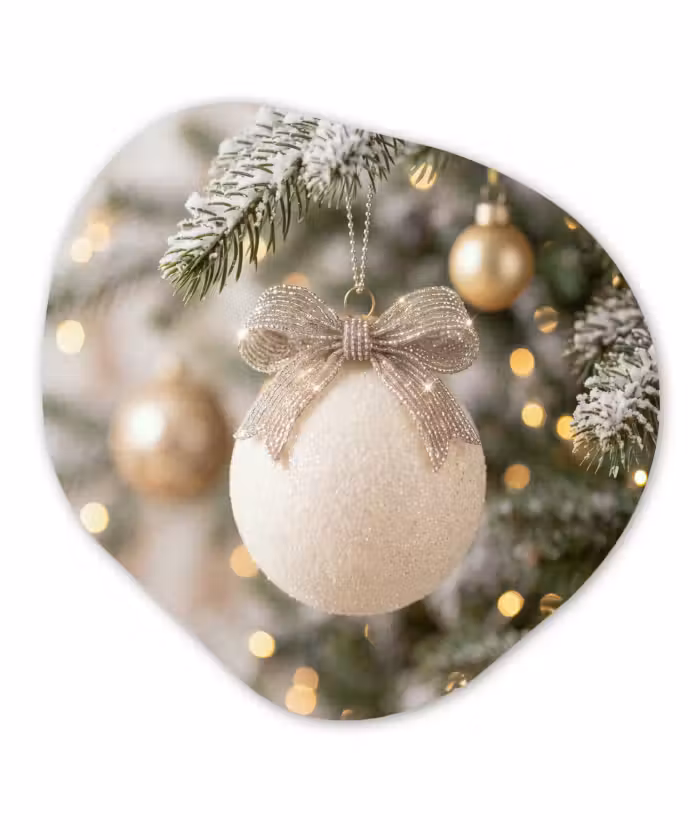 Glasbild Organische Form - Weihnachtskugel – Weiß – Weihnachten