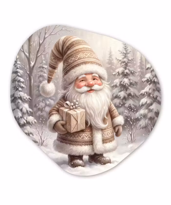 Glasbild Organische Form - Weihnachtsmann – Geschenk – Winter