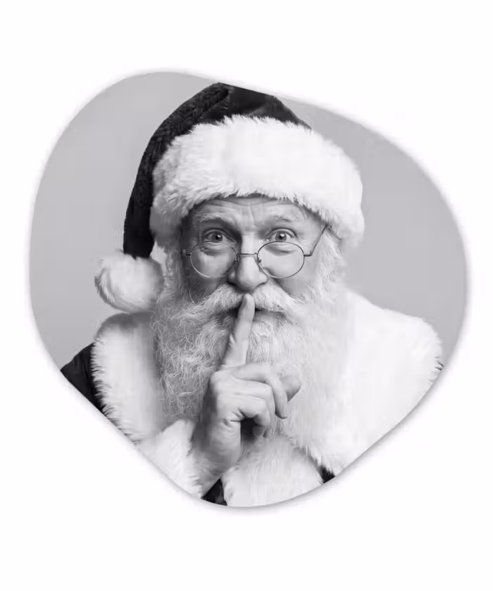 Glasbild Organische Form - Weihnachtsmann – Schwarz-Weiß – Weihnachten