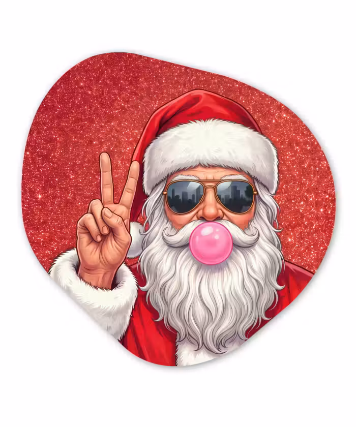Glasbild Organische Form - Weihnachtsmann – Sonnenbrille – Weihnachten